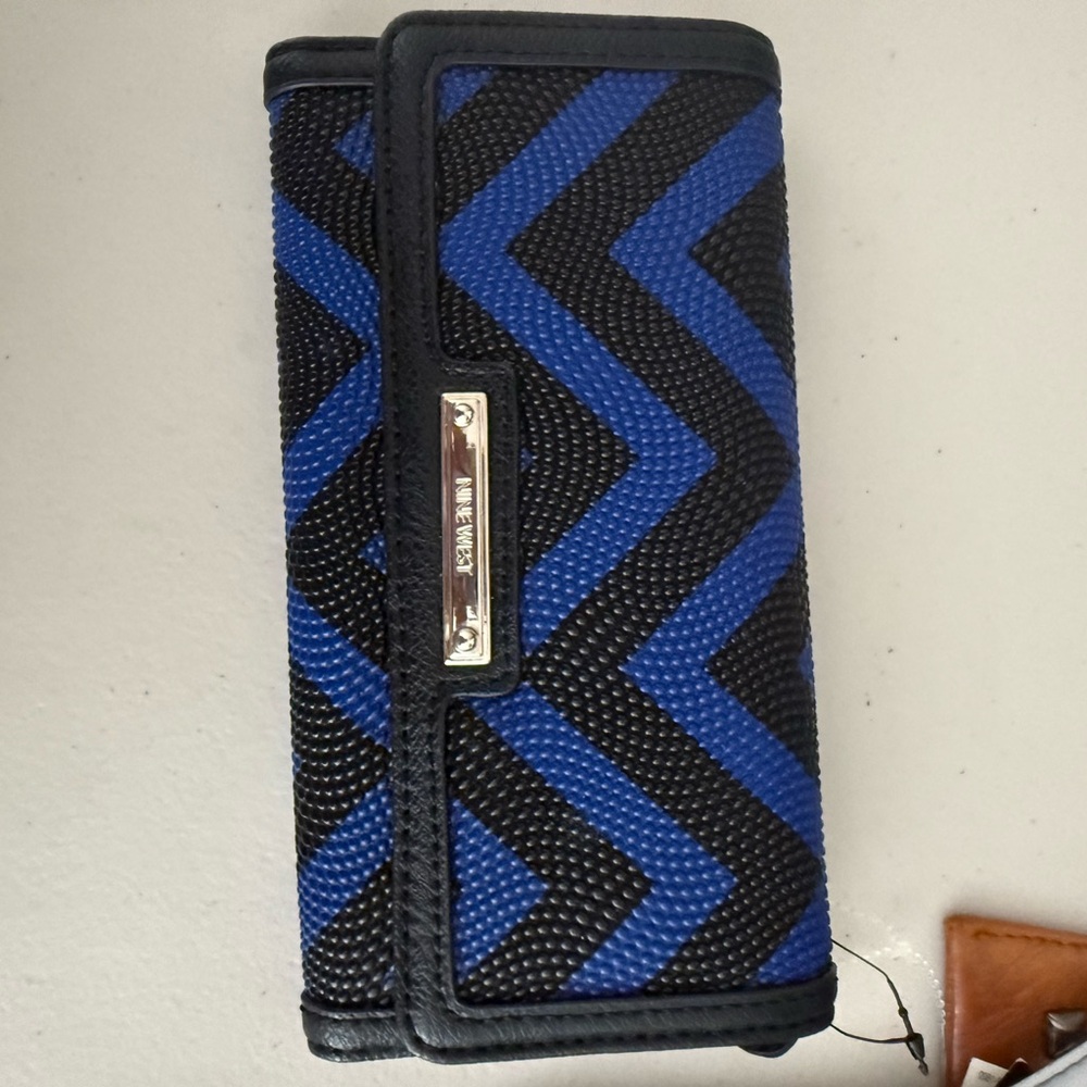 Nine West Blue and Black Chevron Wallet